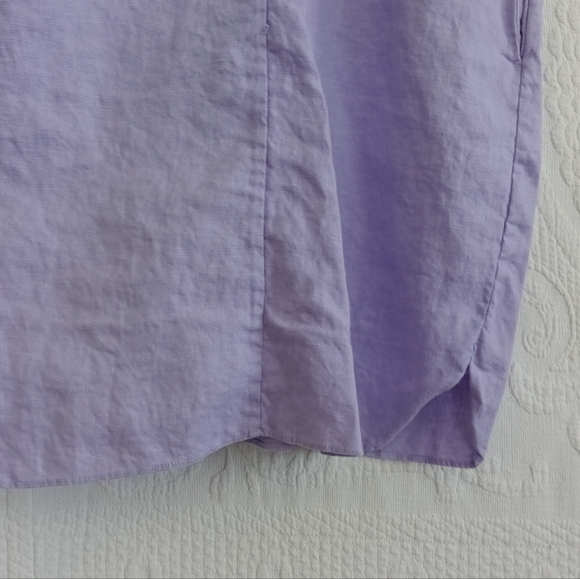 Ralph Lauren Lavender Linen Tunic Dress Purple Button Down Cap Sleeve Pockets 12 - Picture 9 of 15